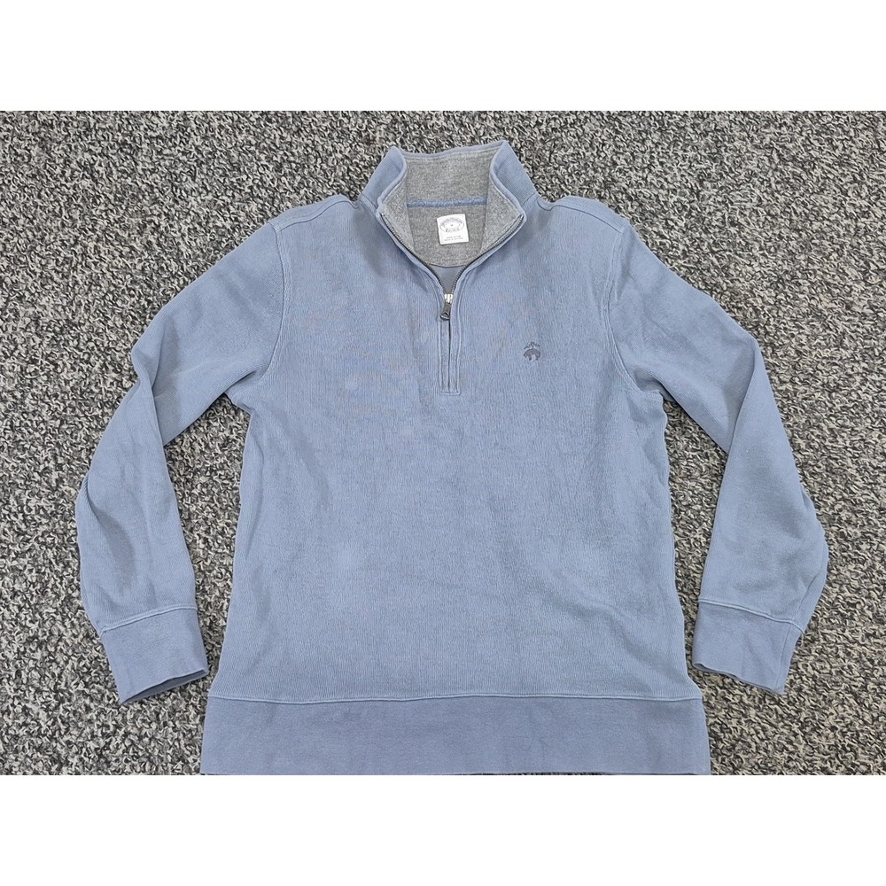 Brooks Brothers Sweater Mens Medium Gray 1/4 Zip Pullover Sweater 100% Cotton - Picture 2 of 11